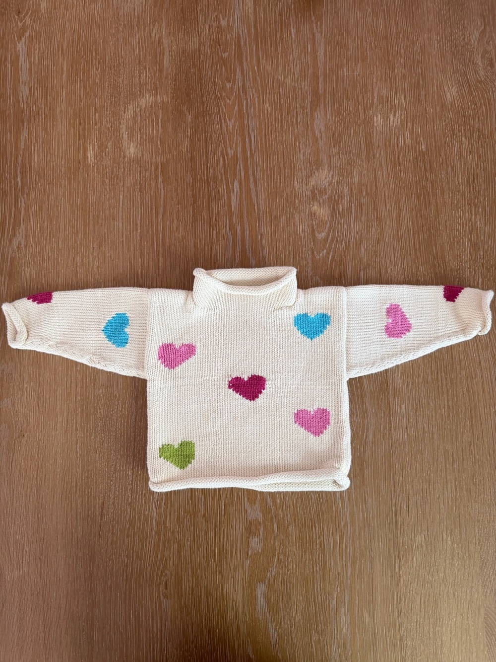 Kids Cream Heart Knit Sweater